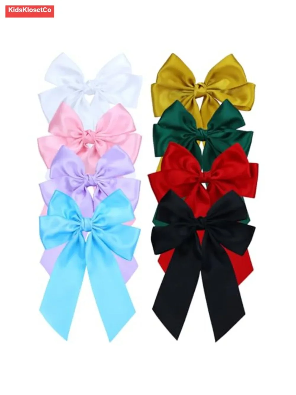 8-Piece Silky Satin Oversized Big Hair Bow Alligator Clips Barrettes